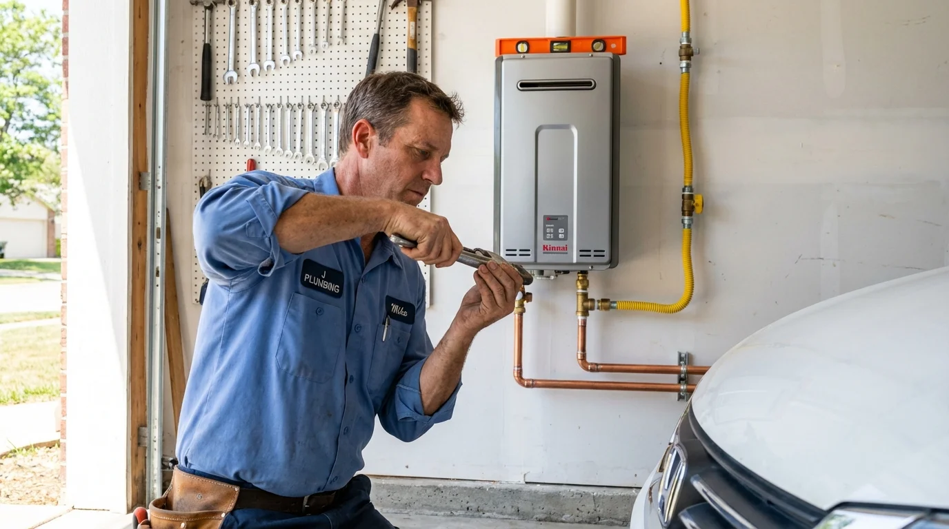 Tankless water heater installation by a Johns Plumbing LLC plumber in Pflugerville